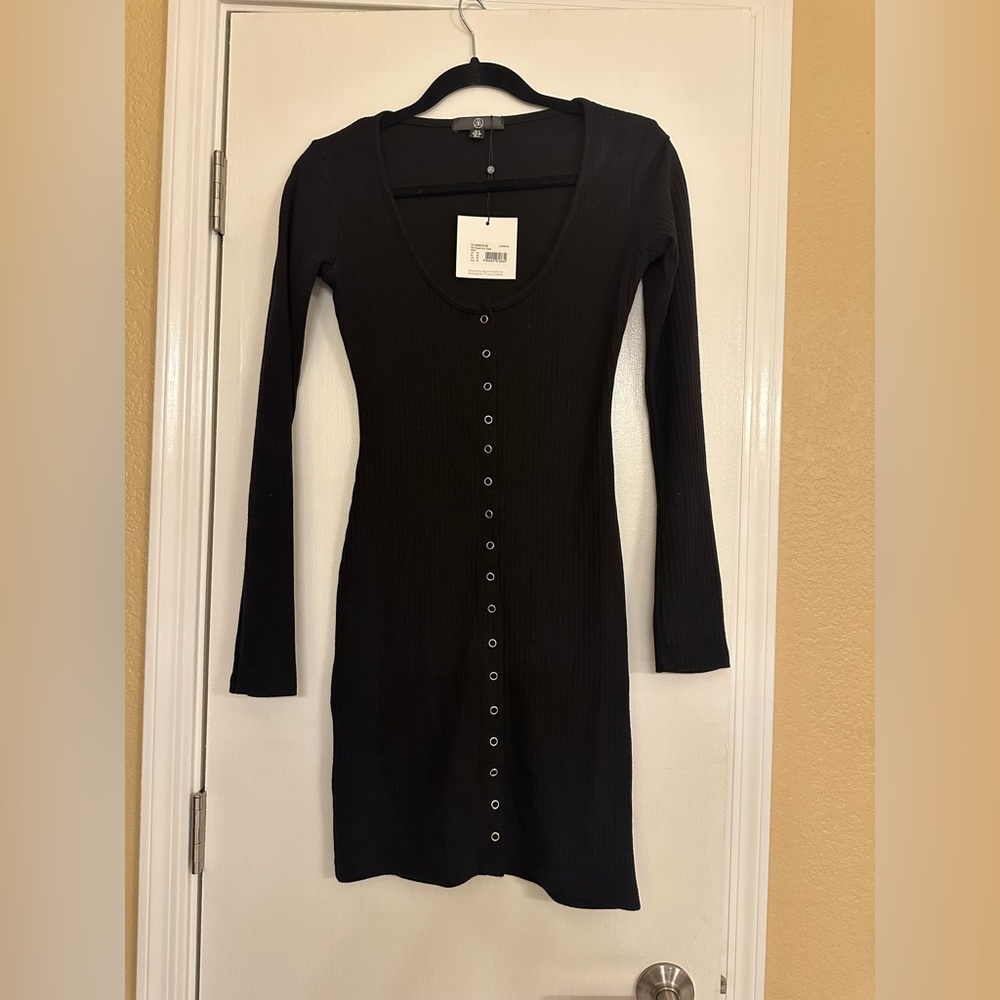 Missguided black snap up Black Dress